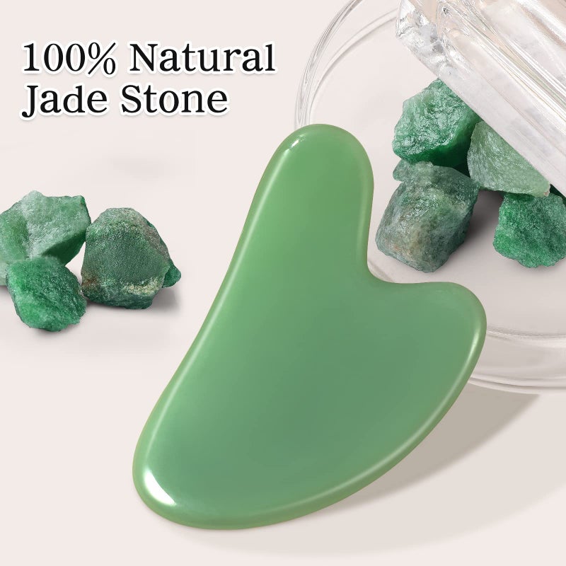 ROSENICE Gua Sha Facial Tools Guasha Tool Gua Sha Jade Stone Manual Massage Sticks for Jawline Sculpting and Puffiness Reducing for Face Body Tensions Reduce Festive Gifts - Image 2